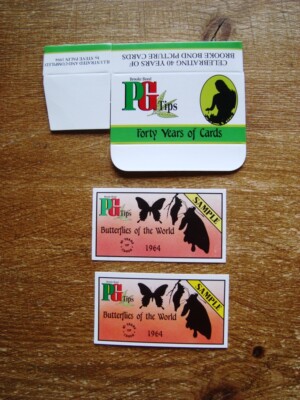 2 Sample Cards Brooke Bond PG Tips Tea 40 YEARS OF BROOKE BOND And 1 Empty Box