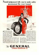 1930 General Tire Rubber Co. Dual Balloon 8 Tires Art Deco Flapper Girl Print Ad