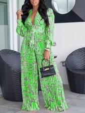 Women Retro Print Elegant Two Piece Set Sexy Turn Down Collar Femme Loose Matchi