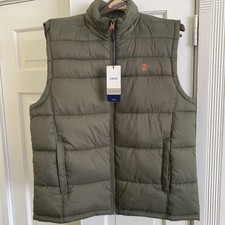 New Izod Size L Vest Zipper Front 2 Pockets Olive Green Outside, Orange Inside