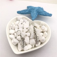 Cute New Tibetan Silver Feather Leaf Charm Hook Dangle Drop Earrings