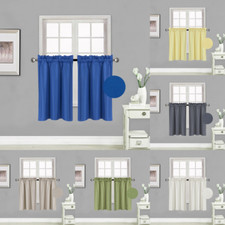 1 Pair Rod Pocket Faux Silk Window Curtain Blackout Light Blocker 30"x36" RS5