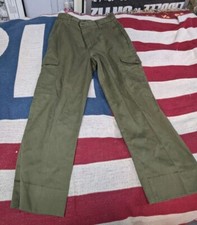 VINTAGE 70s Boy Scouts Pants Youth 16 Green Official Uniform Twill Trousers 26