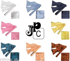 Paisley Microfiber Self tie Bowtie  Pocket Square Hanky Set Wedding