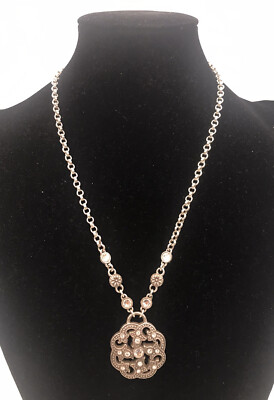 Brighton Rhinestone Pendant Necklace Silver Tone Signed 18”L | eBay