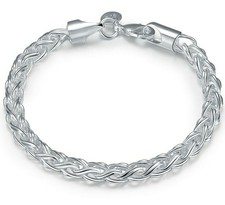 7.8" Italian Classic Byzantine Bracelet in 18K White Gold Plated ITALY Unisex