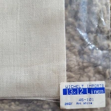 Wichelt Silk Linen 28 Ct Antique White Cross Stitch Fabric 12x13" Piece