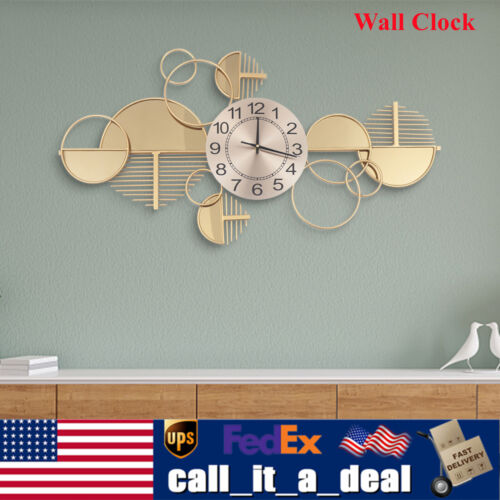 Large Luxury Gold Wall Clock Nordic Style Metal Clocks Home Living Room Decor