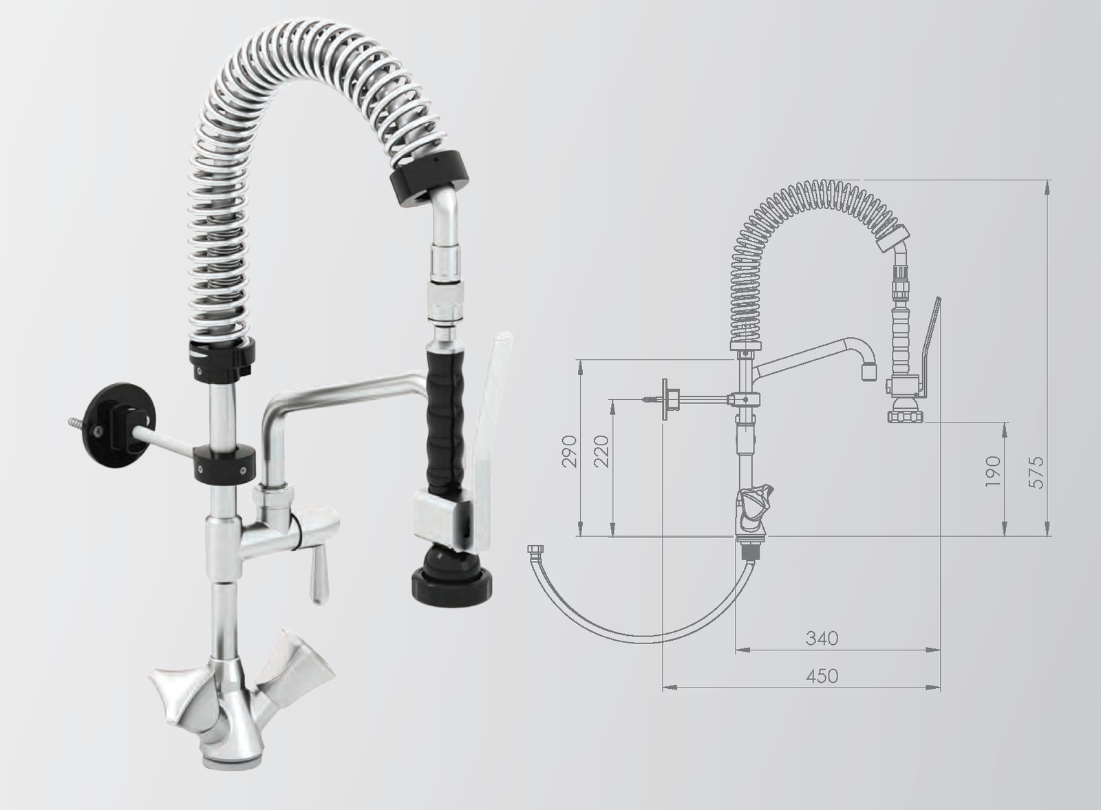 Einloch-Geschirrwaschbrause Geschirrwaschbrause Gastro Mischbatterie mit Gesc...