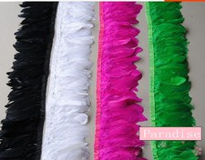 2 Yards Hot Pink Goose Pallets Parried Fringe Feather Trims Sewn on Feathers