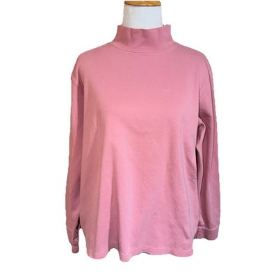 LLBEAN Salmon Pink Mock Neck Long Sleeve Tee Size XL Regular