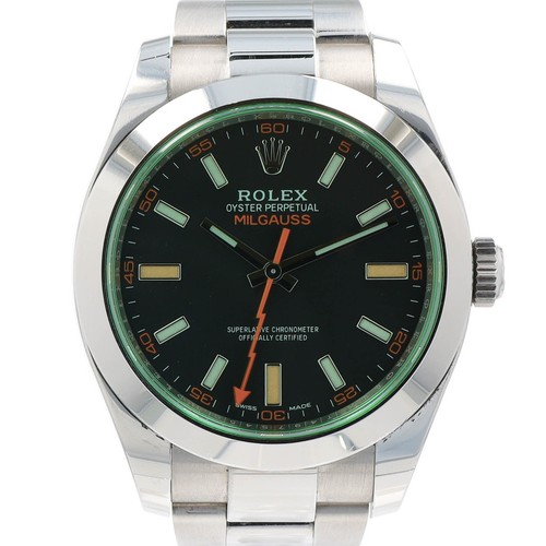 Rolex Milgauss 116400GV 2022 Green Crystal Black Dial Mens Watch 40mm w/ Paper