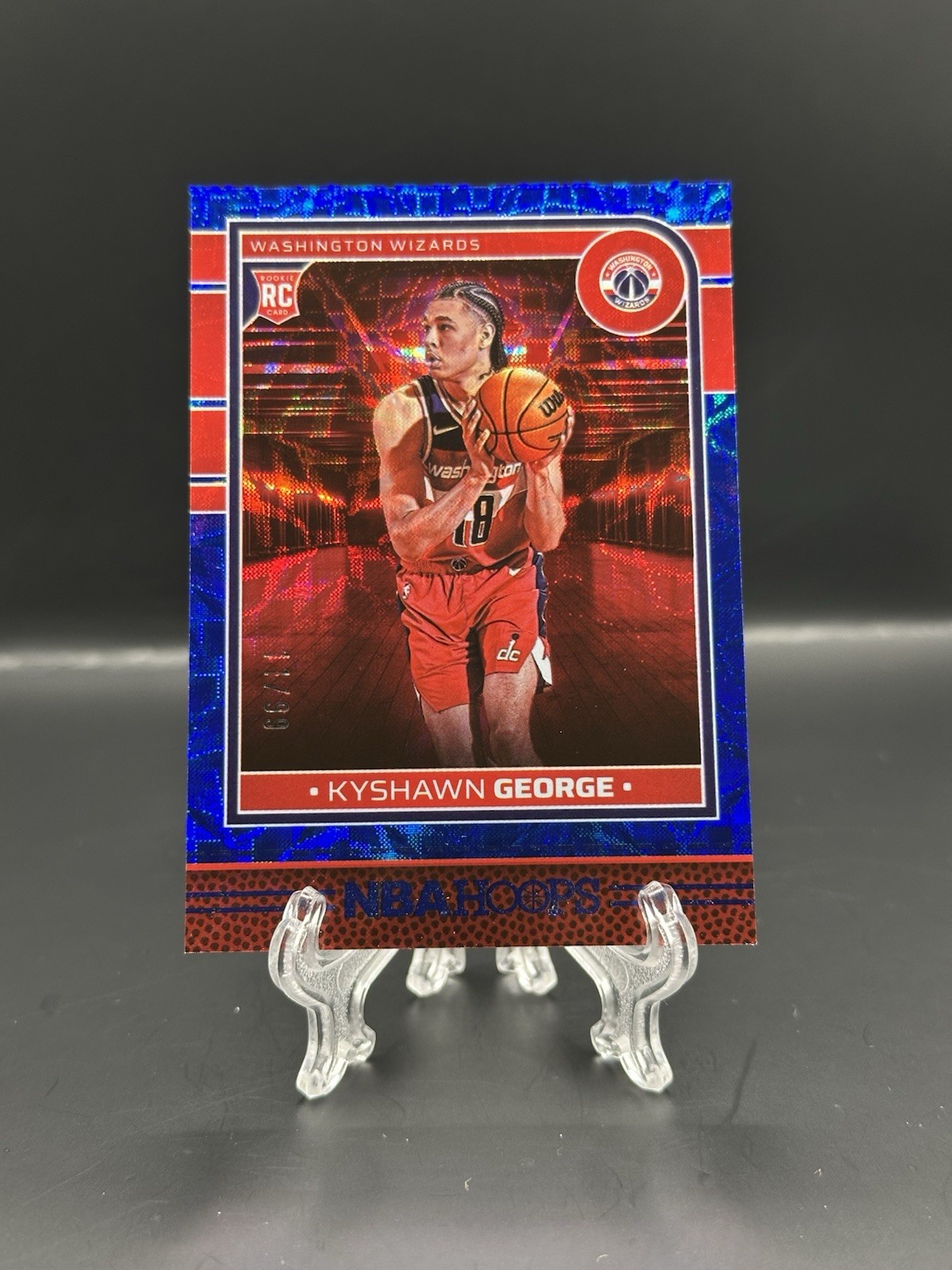 Kyshawn George 2024-25 Panini NBA Hoops #254 Blue Scope /99 RC Rookie Wizards