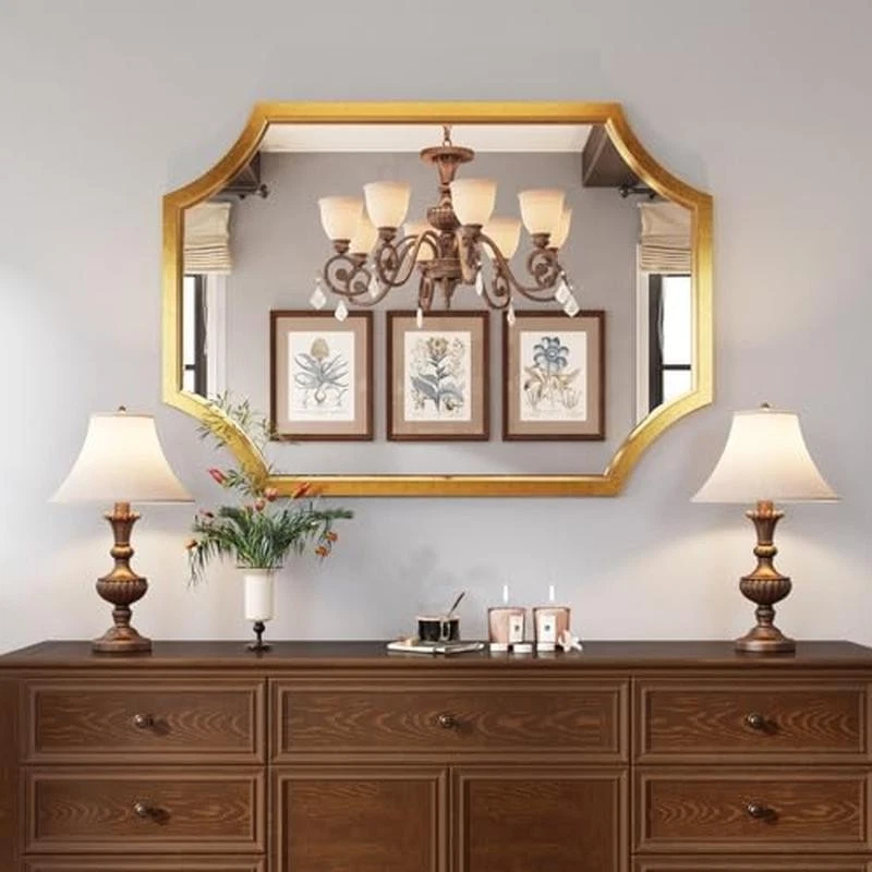 Beveled Scalloped Decorative Wall Mirror Bathroom Living Room Bedroom Entryway - Image 2 of 4
