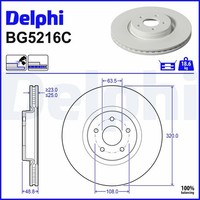 2X Bremsscheibe Delphi BG5216C FüR Ford Kuga 2 DM2 Transit Connect V408 Tourneo