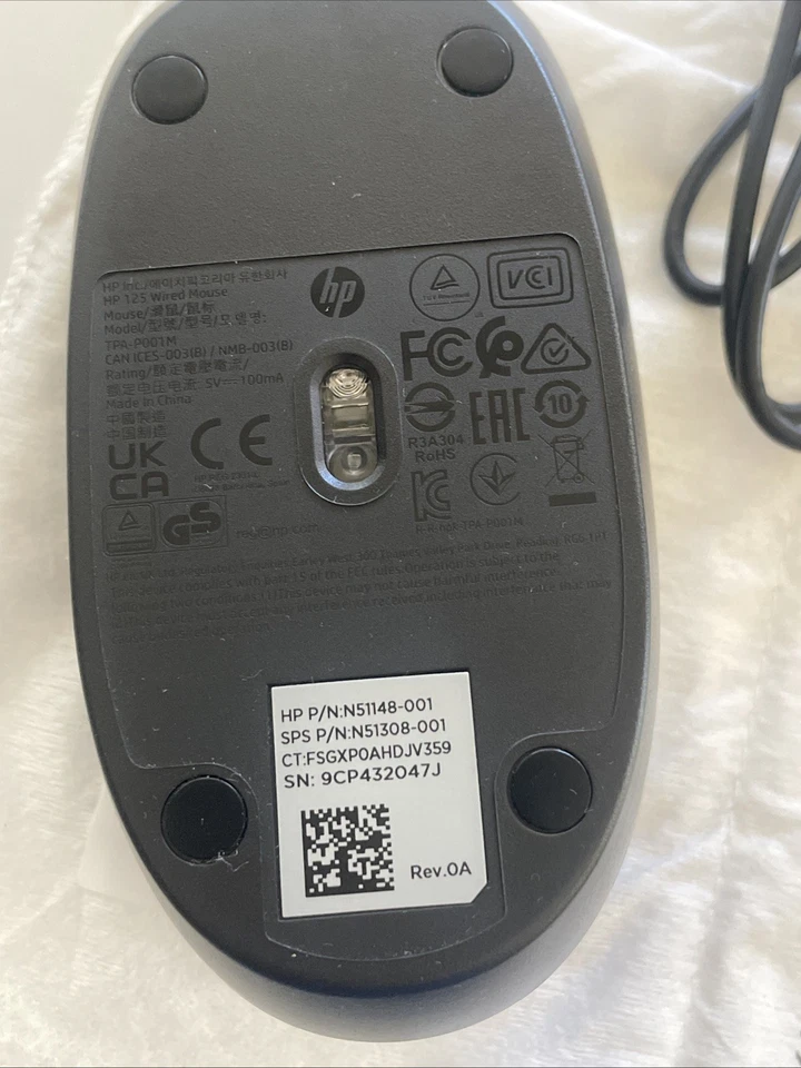 HP 125 Hewlett-Packard Black USB Wired Mouse OEM, New - Image 2 of 4