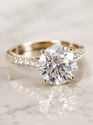 14K Gold 4,37 ctw Lab Grown Diamant Ring E VVS2 Rund Brillant IGI Zertifiziert 6