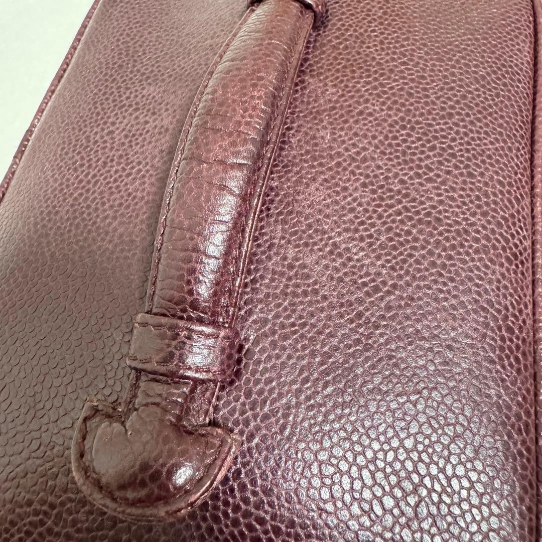 Chanel Vanity Bag Makeup Pouch Bordeaux Burgundy Leather Coco Mark Used Japan thumbnail 10