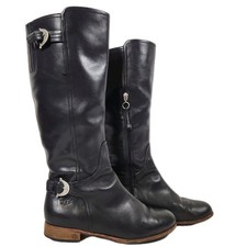 UGG Amberlee Womens Size 8 Black Leather Shea...