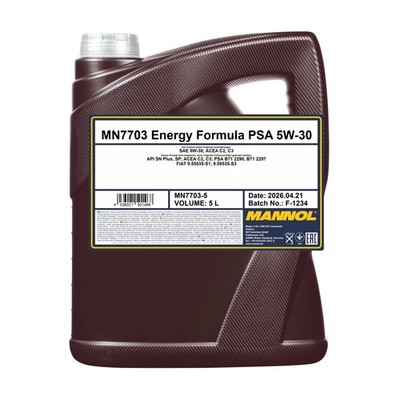 MANNOL 7703 Energy Formula PSA 5W-30 Motoröl, 5 Liter