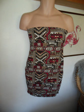 bnwt sz uk-12 AZTEC PRINT BANDEAU STRETCH MINI DRESS