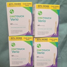 OneTouch Verio Glucose Blood Test Strips 4 Boxes 60 Each.