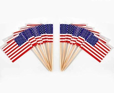 CYPS 100 Pcs USA American Flag US Toothpick Flags, Small Mini Stick Usa
