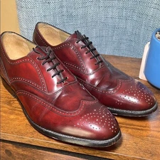 Vtg J. Murphy Brogue 9.5 M Wingtip Oil Brown Leather Classic Career Derby Oxford