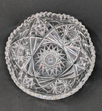 SPARKLING! 8¼" American Brilliant Cut Glass Bowl ANTIQUE Hobstars ABP Fruit Bowl