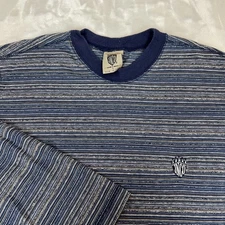 VTG JNCO Shirt Mens Large 1 Blue Striped Logo Cotton Y2K Skater Streetwear