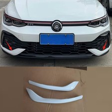 For Vw Golf Mk8 Gti 2023-2024 White Abs Front Bumper Fangs Cover Trim 2pcs S