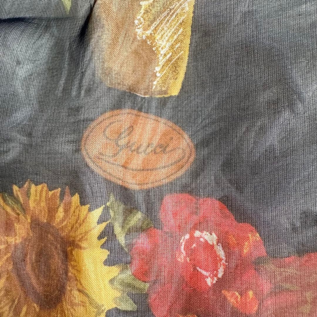 GUCCI Floral Silk Petite Scarf in Navy and Multicolor　41cm＊41cm thumbnail 9