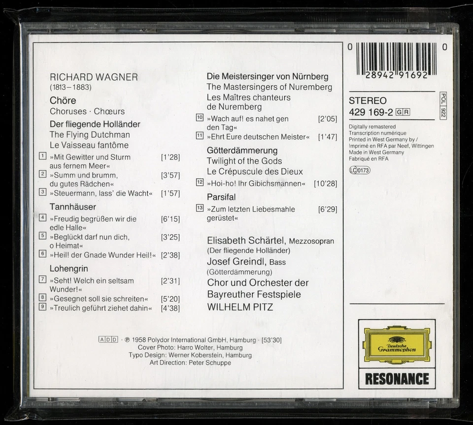 Richard WAGNER★CHÖRE • Lohengrin Parsifal Tannhäuser…★Deutsche Grammophon★S. GUT - Bild 3 von 3