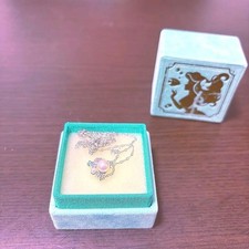 Disney Little Mermaid Silver Necklace Pink Pearl Jewelry Box Included