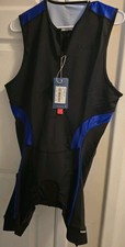 Triathlon Suit Sleeveless Padded Quick Dry Swim Bike Run Black Blue XL Santic