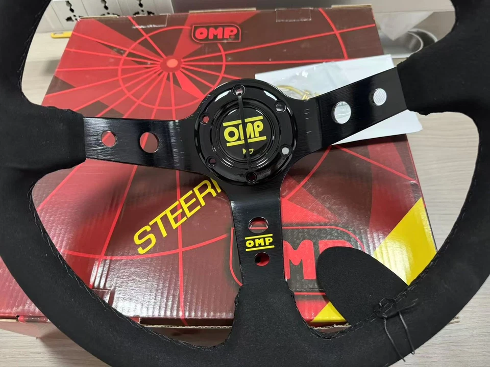 OMP 350mm 14' Suede Leather Black Deep Cone Racing Sport Steering Wheel Foto 2 de 4