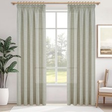 Extra Long Curtains and Drapes Linen Semi Sheer Bedroom, Curtain...