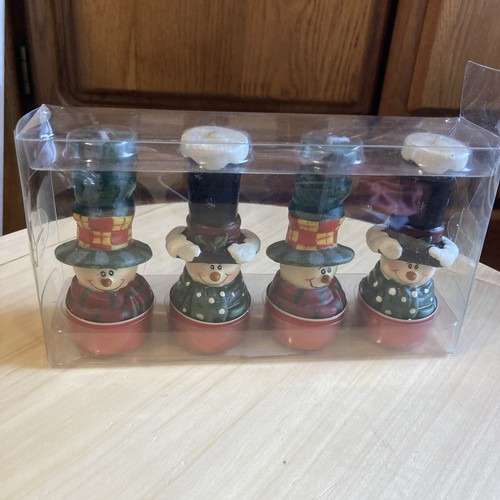 Lot of 4 Snowman Tea Light Candles Christmas Decor - Picture 1 of 5