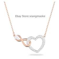 Hyperbola necklace Infinity and heart, White, Mixed metal finish