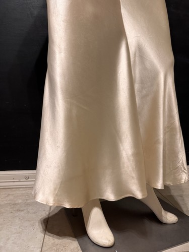 Antique 1920s 1930s Bias Cut Liquid Satin Wedding Gown Leg Of Mutton Sleeves S - Picture 4 of 21
