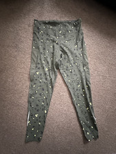M&S Good Move Womens Leggings In Green Leopard Print With Pockets (Size 16)