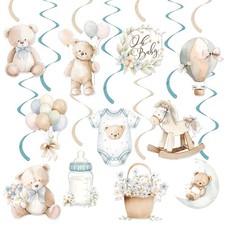 We Can Bearly Wait Baby Shower Decorations 20Pcs Teddy Bear Hanging Swirls Be...