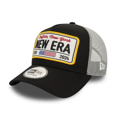 NEW ERA BUFFALO NEW YORK TRUCKER CAP.9FORTY BLACK PATCH SNAP BASEBALL HAT S26