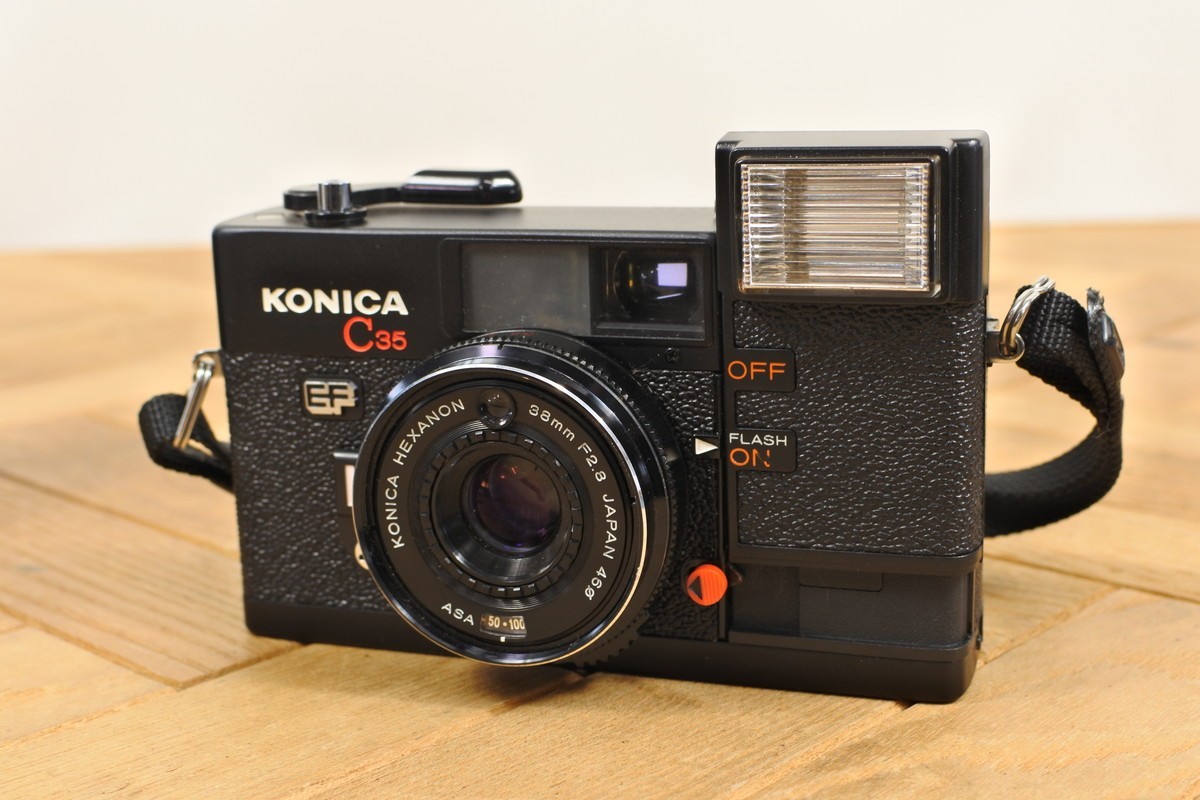 Konica C35 EF Black Point & Shoot Film Camera from Japan with Case