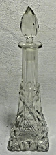 Vintage Clear Glass Crystal Pefume Bottle Faceted Stopper Eiffel Tower Shape