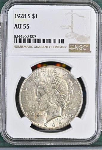 1928-S Peace Dollar NGC Certified AU55