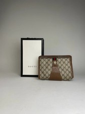 Pochette Gucci Ophidia vintage in pelle grigio marrone