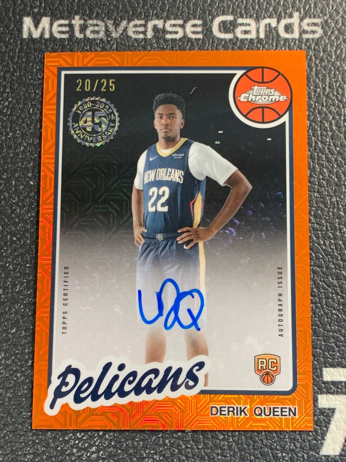 2025-26 Topps Derik Queen Rookie RC Silver Pack Orange Mojo Refractor Auto /25