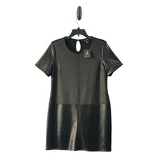 Atmosphere Black Faux Leather Mini Dress with Keyhole Back, Size 8 (US)