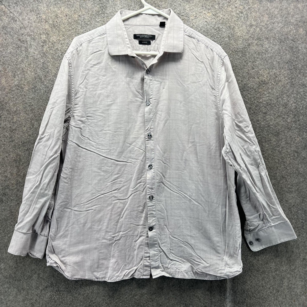John Varvatos Dress Shirt Mens 16.5 32/33 Gray Slim Fit Check Long Sleeve  USA | eBay